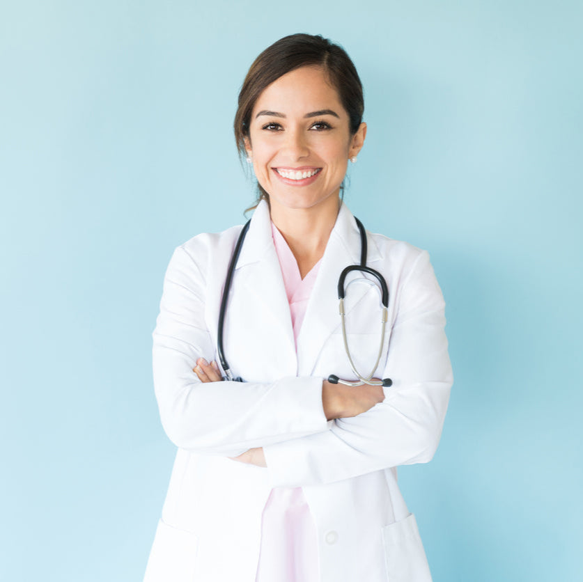 professional skin care doctor smiling with lab coat