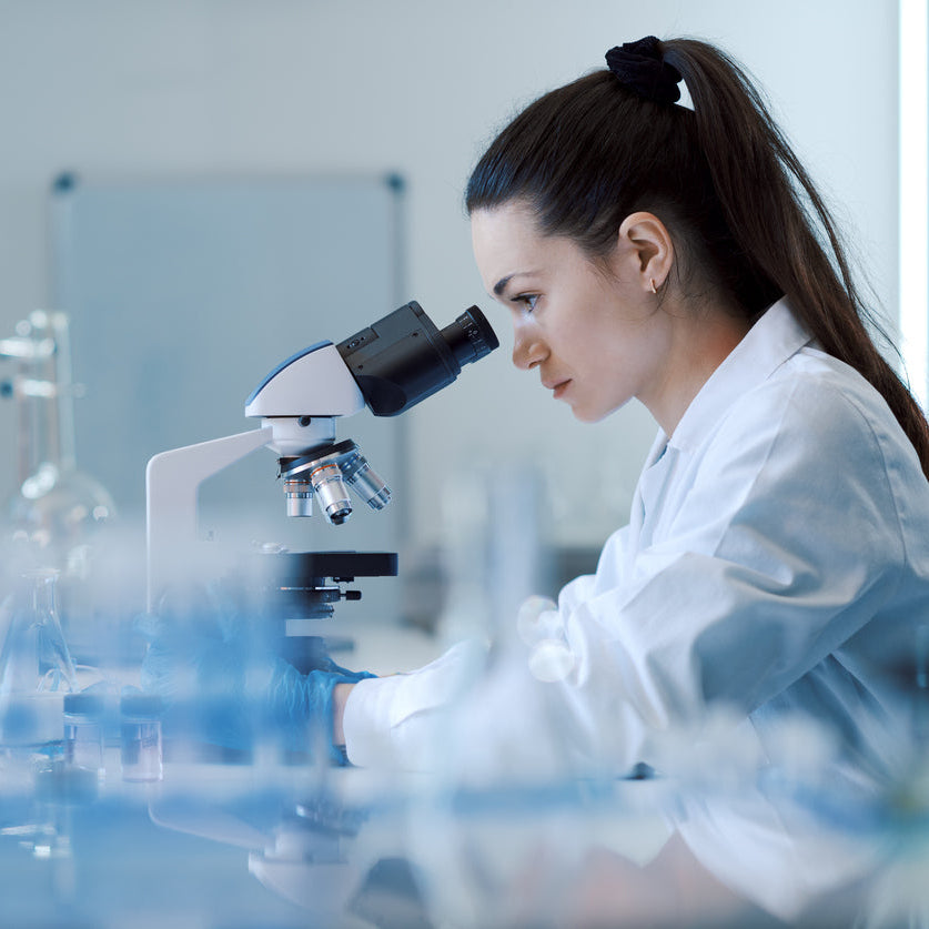 lab technician clinically developing 
professional skin care